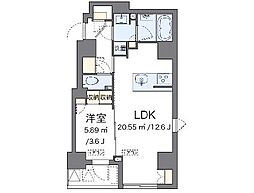 東京メトロ有楽町線 新富町駅 徒歩5分の賃貸マンション 2階1LDKの間取り