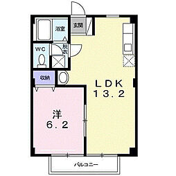 JR常磐線 藤代駅 徒歩8分の賃貸アパート 1階1LDKの間取り
