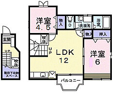 プリエールB 2LDKの間取図画像