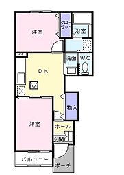 ティーダA 2DKの間取図画像