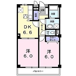 メープルリーフ 2DKの間取図画像