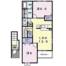 マーベラスB 2LDKの間取図画像