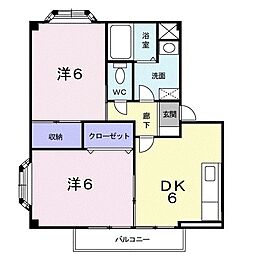 スカイグリーン小谷野 2DKの間取図画像