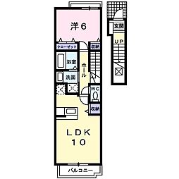 JR東海道本線 共和駅 徒歩11分の賃貸アパート 2階1LDKの間取り