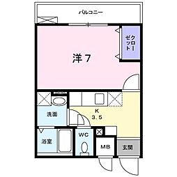 フィオーレ1 1Kの間取図画像