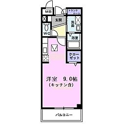 ラーバンリッシェル ワンルームの間取図画像