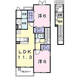 メゾンクレール壱番館 2LDKの間取図画像