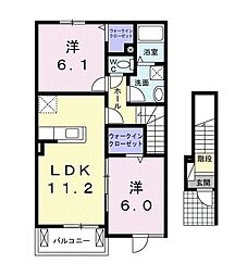 ユニゾンガーデン2 2LDKの間取図画像