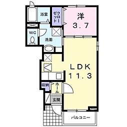 メゾン・ド・美月 1LDKの間取図画像