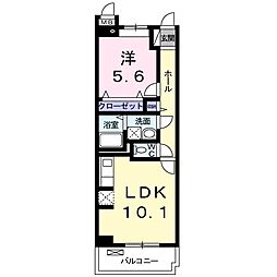 プラシード・レジデンス鎌倉 1LDKの間取図画像