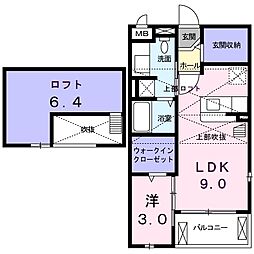 Osaka Metro谷町線 大日駅 徒歩25分の賃貸アパート 2階1LDKの間取り