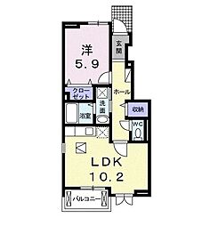 フランブリーズ4 1LDKの間取図画像