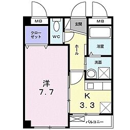 サンパレスM 1Kの間取図画像