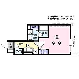Gスプリングスガーデン 1Kの間取図画像