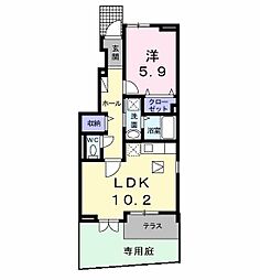 レーベンラオム 1LDKの間取図画像