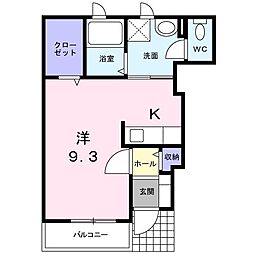 サウザンコートA ワンルームの間取図画像