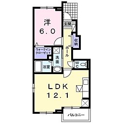 ビエントA 1LDKの間取図画像