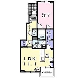サンリットウエストE 1LDKの間取図画像