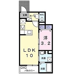 プルメリア 1LDKの間取図画像