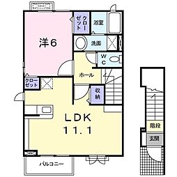 リヴェール 1LDKの間取図画像