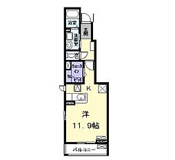 名古屋市営東山線 高畑駅 徒歩19分の賃貸アパート 1階ワンルームの間取り