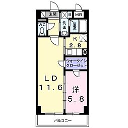 リヴィエール 1LDKの間取図画像