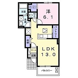 Kハウス 1LDKの間取図画像