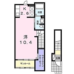 カーサ摩耶　I 2階ワンルームの間取り