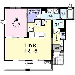 隼 1LDKの間取図画像
