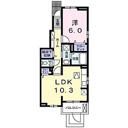 リバーサイド桜 1LDKの間取図画像