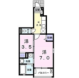 愛知環状鉄道 大門駅 バス8分 岩津百々下車 徒歩6分の賃貸アパート 1階1SKの間取り