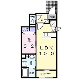 アデッソ光B 1LDKの間取図画像