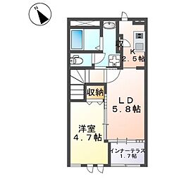 モルガンB 1LDKの間取図画像