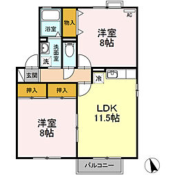 グランタイル高岡A 2LDKの間取図画像