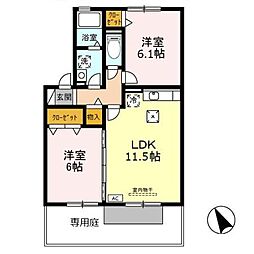 メゾンドセレネ 2LDKの間取図画像