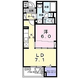 ル・フィオーレ 1LDKの間取図画像