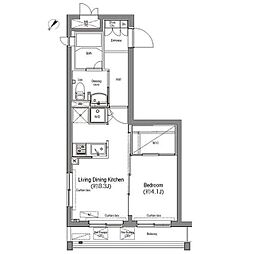 東京メトロ南北線 麻布十番駅 徒歩9分の賃貸マンション 2階1DKの間取り