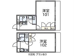 レオパレス東山B 1Kの間取図画像