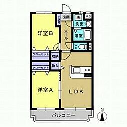 ユーミーEBINUMA 2LDKの間取図画像
