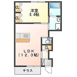 メルヴェーユ 1LDKの間取図画像