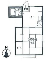 ホワイトヴィラ 1DKの間取図画像