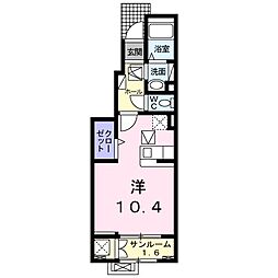 JR東海道本線 幸田駅 徒歩9分の賃貸アパート 1階ワンルームの間取り