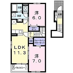 リモージュヒル 2LDKの間取図画像