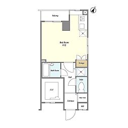 東京メトロ半蔵門線 水天宮前駅 徒歩3分の賃貸マンション 2階ワンルームの間取り