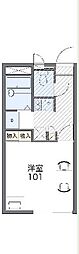 レオパレスＦＯＲＥＳＴ3 2階1Kの間取り