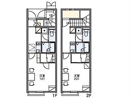 レオネクストEHOUSE 1Kの間取図画像