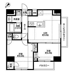プレール・ドゥーク板橋 1401 14階2LDKの間取り