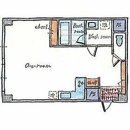 シャンボール静岡 1Kの間取図画像