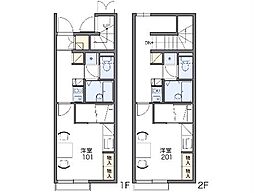 西武国分寺線 鷹の台駅 徒歩13分の賃貸アパート 1階1Kの間取り