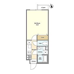 グランカーサ田端 1Kの間取図画像